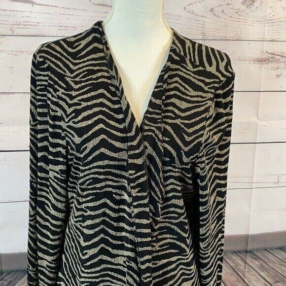 Channa Cardigan Sweater Womens XL Black Zebra Slinky Stretch Shimmer Formal - Picture 3 of 12
